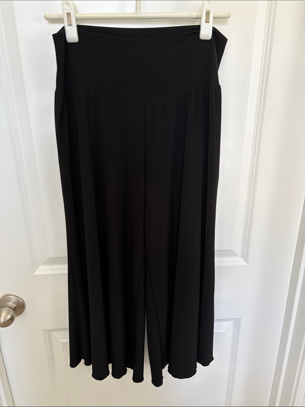 Black Wide-Leg Folded-Waist Palazzo Pants - Women's Soft Drapey Trousers